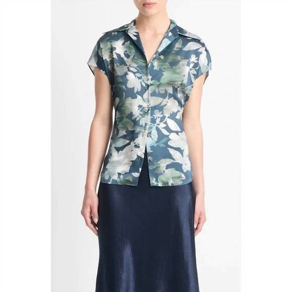 NEW VINCE vince blouse in green